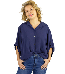 Cămașă elegantă oversize cu guler decorativ "VIVIANNE"