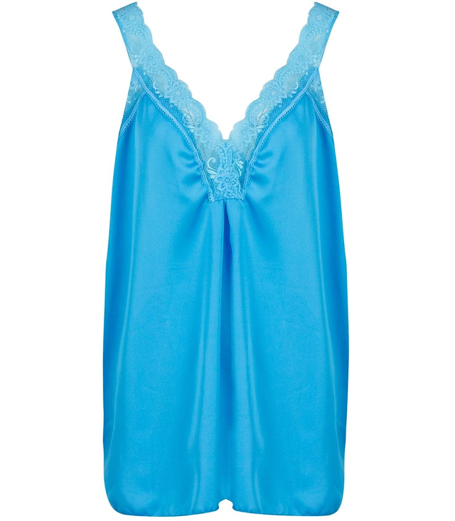 Top lung sexy din satin cu bretele din dantela