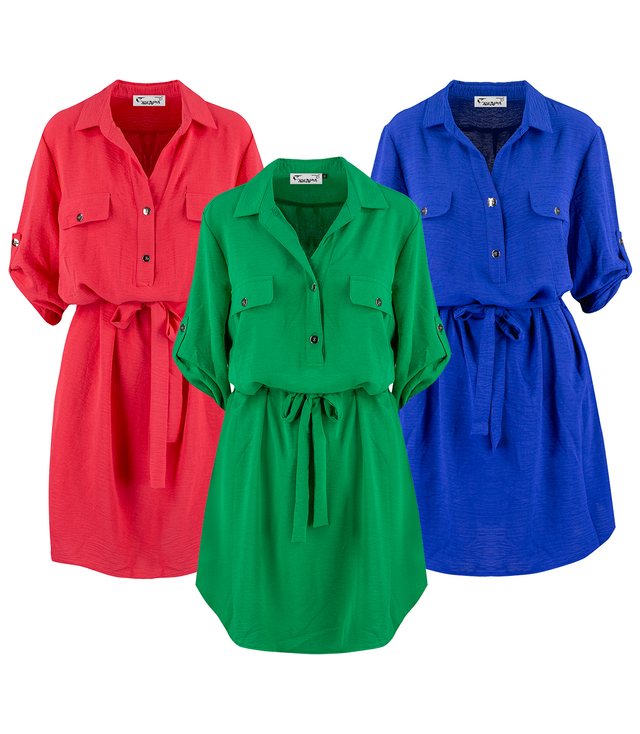Rochie cămașă tunică midi de bază plus mărimea MARIBEL