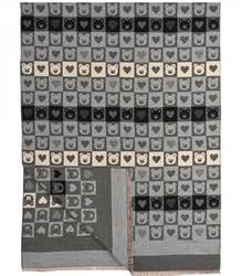 Călduroasă eșarfă elegantă model geometric ursuleț moale netedă 180x65 cm